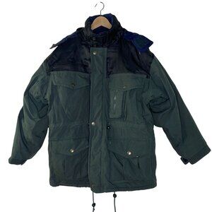Dunlop Vintage Green Hooded Parka Jacket With Multiple Pockets Mens Large